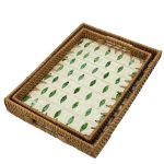 سینی حصیری راتان دسته دار کف صدف در 2 سایز - Image 2