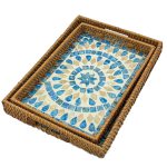 سینی حصیری راتان دسته دار کف صدف در 2 سایز - Image 5
