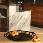 سینی گرد فلزی کالکشن آیریس در دو رنگ و سایز | برند BVK